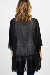 Black Swiss Dot 3/4 Sleeve Chiffon Cover Up