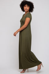 PinkBlush Olive Draped Nursing Maxi Dress