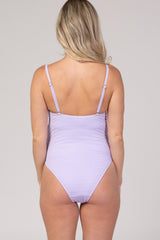 PinkBlush Lavender Smocked One-Piece Maternity Swimsuit