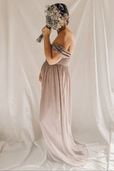 PinkBlush Lavender Off Shoulder Chiffon Maxi Maternity Dress