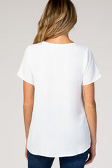 Ivory Button Tie Front Maternity Top