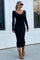 Black V-Neck Long Sleeve Fitted Maxi Dress