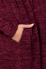 Burgundy Heathered Long Sleeve Knit Maternity Dress