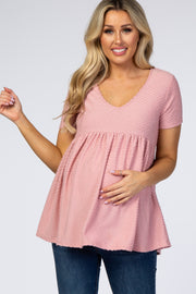 Mauve Swiss Dot Peplum Maternity Top