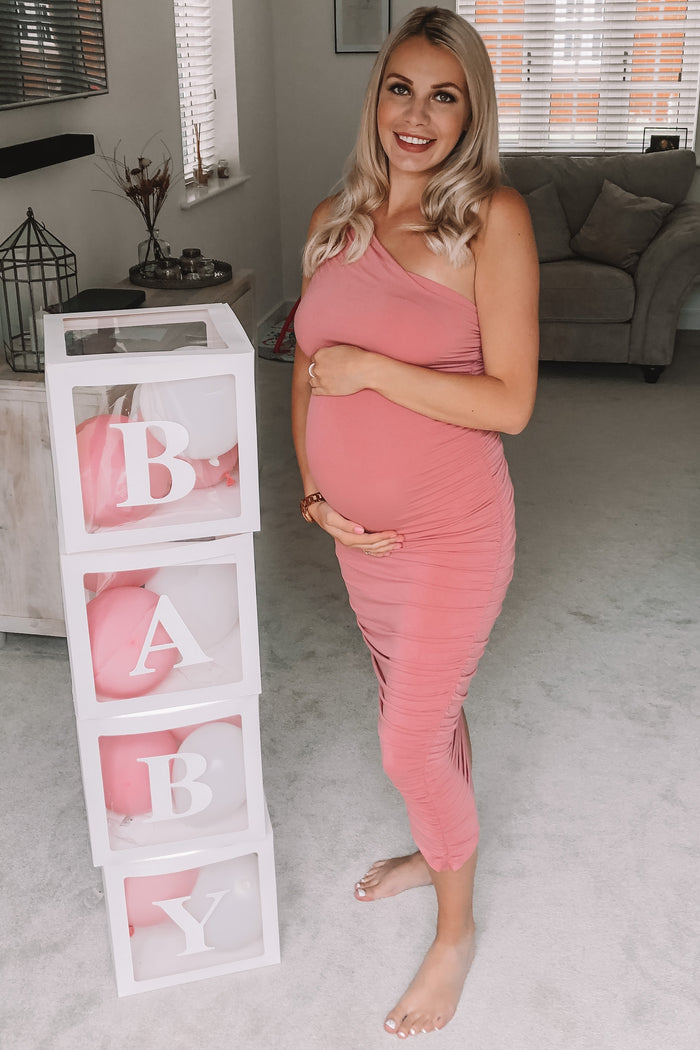 PinkBlush Mauve Ruched One Shoulder Maternity Dress