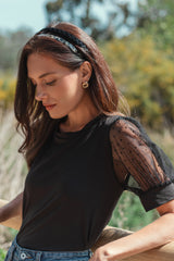 Black Mesh Sleeve Top