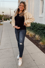 PinkBlush Navy Distressed Maternity Skinny Jeans