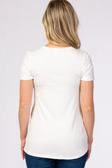 Ivory Layered Wrap Front Maternity Nursing Top