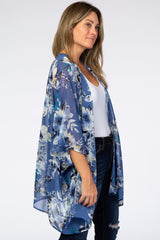 Blue Floral Chiffon Cover Up