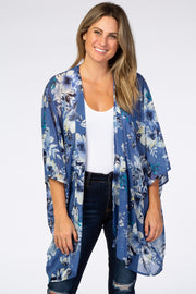 Blue Floral Chiffon Cover Up