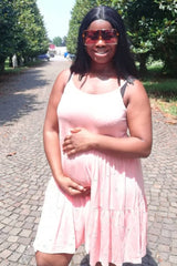 Coral Tiered Maternity Tank Dress