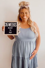 Blue Tiered Maternity Tank Dress