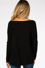 Black Soft Knit Boatneck Dolman Sleeve Maternity Sweater