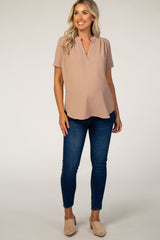 PinkBlush Mauve V-Neck Maternity Blouse