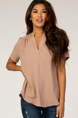 PinkBlush Mauve V-Neck Maternity Blouse