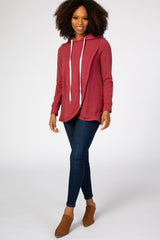 Red Layered Front Nursing Fleece Hoodie