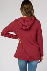 Red Layered Front Maternity/Nursing Fleece Hoodie