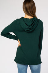 Forest Green Layered Front Maternity/Nursing Fleece Hoodie