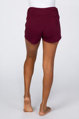 Burgundy Ruched Side Lounge Shorts