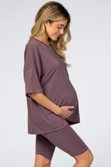 Purple Biker Short Maternity Sleep Set