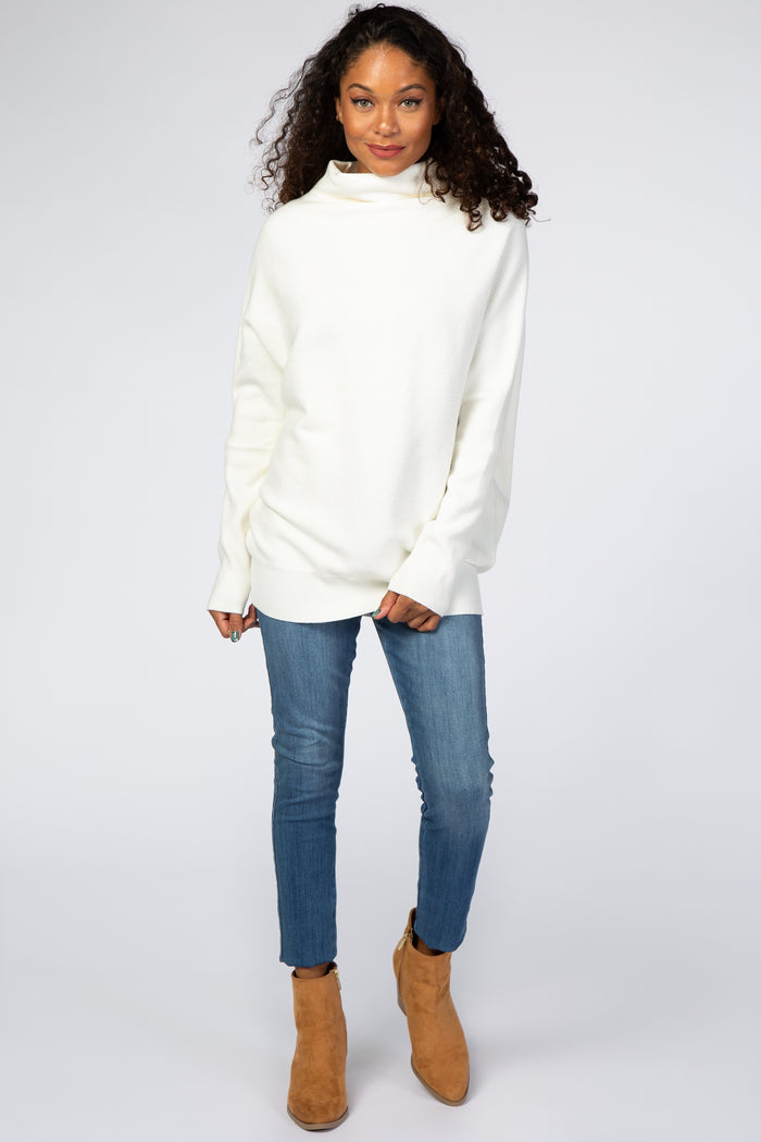 Cream Funnel Neck Dolman Sleeve