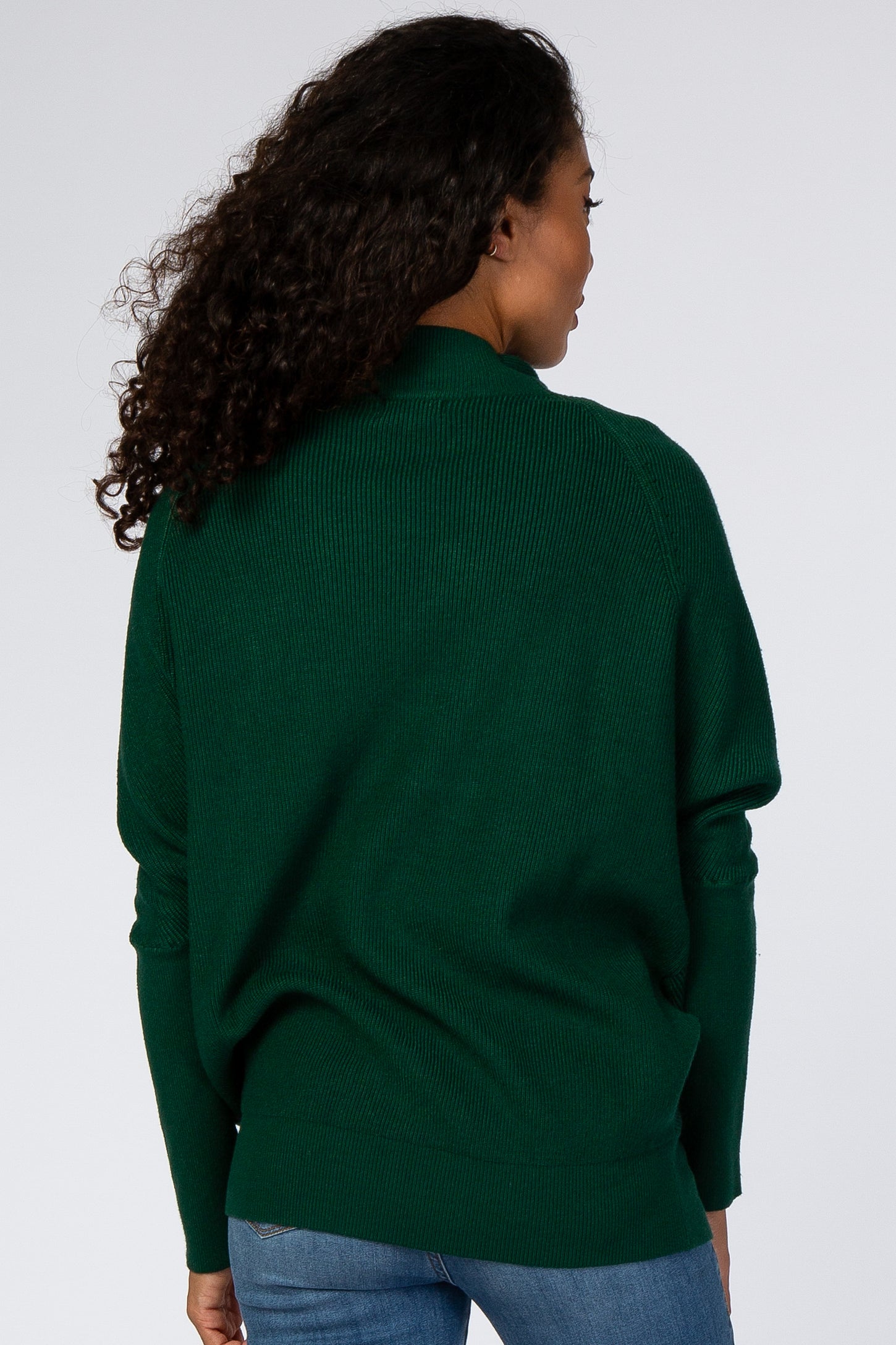 Forest Green Funnel Neck Dolman Sleeve Sweater