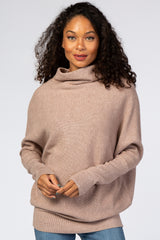 Mocha Funnel Neck Dolman Sleeve Sweater