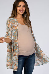 Mint Green Floral Ruffle Hem Maternity Cover Up