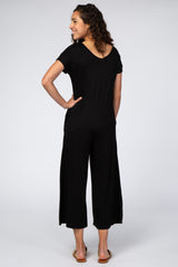 Black Short Sleeve Wide Leg Jumpsuit