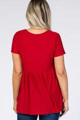 Red Swiss Dot Peplum Maternity Top