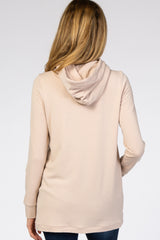 Light Taupe Layered Front Maternity/Nursing Fleece Hoodie