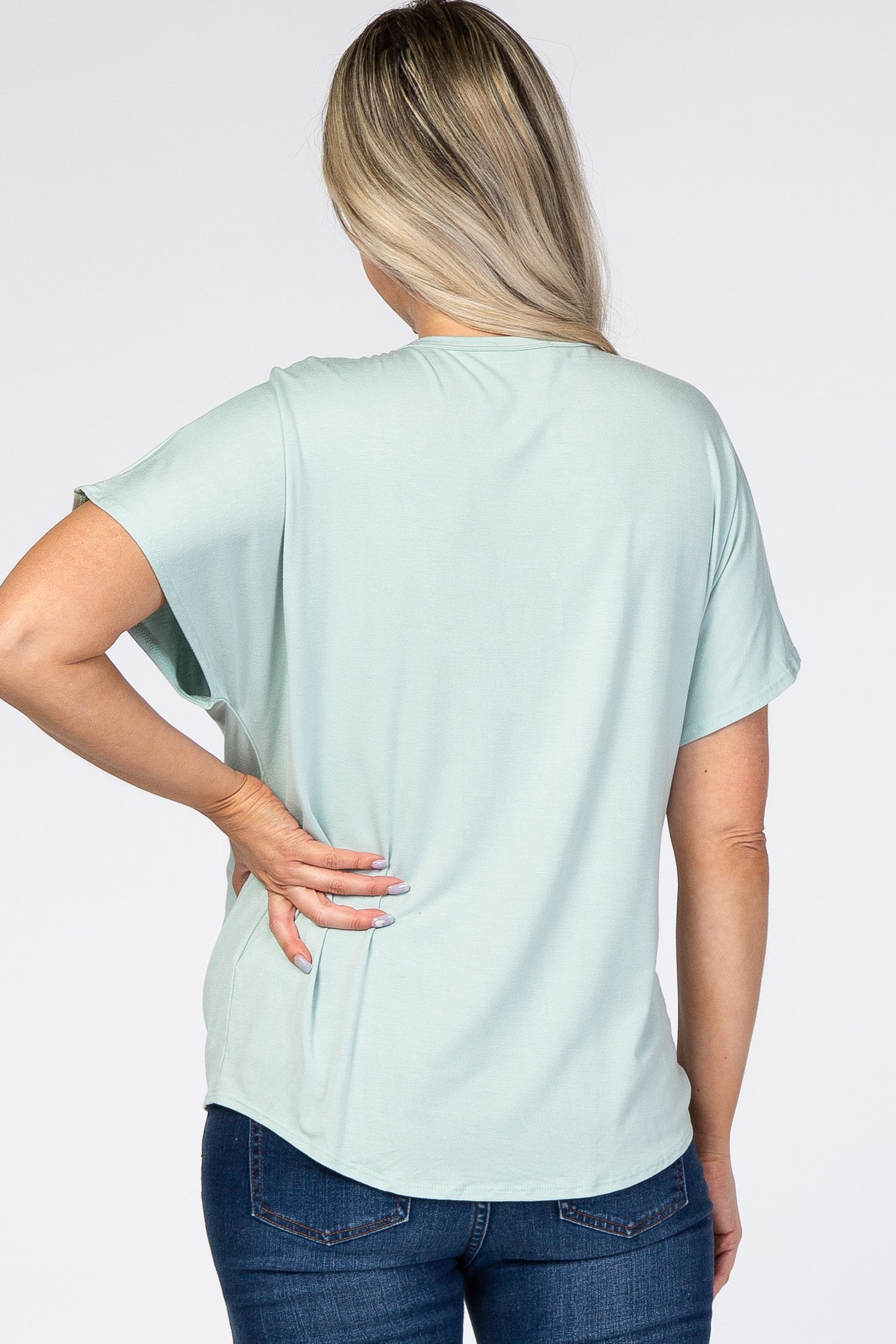 Mint Tie Front Short Sleeve Maternity Top