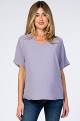 Lavender Short Sleeve Maternity Blouse