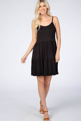 Black Tiered Maternity Tank Dress
