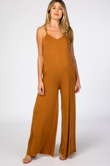 Camel Cross Back Wide Leg Maternity Jumpsuit