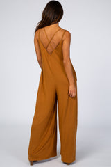 Camel Cross Back Wide Leg Jumpsuit