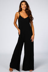 Black Cross Back Wide Leg Jumpsuit