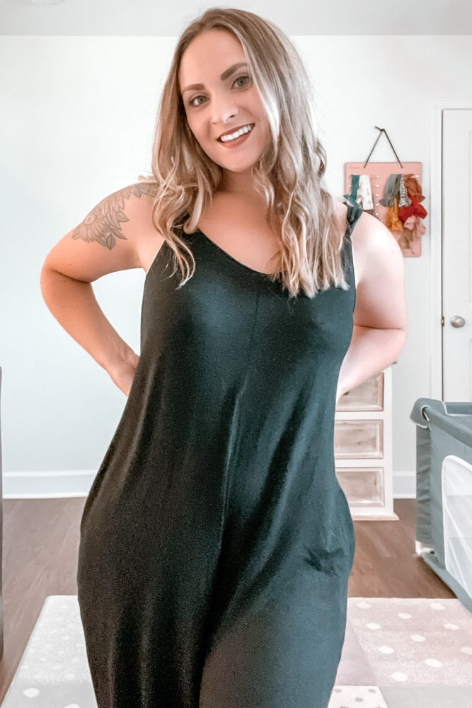 Black Cross Back Wide Leg Jumpsuit