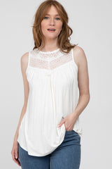 White Lace Inset Maternity Tank Top