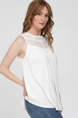 White Lace Inset Tank Top