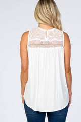 White Lace Inset Maternity Tank Top