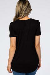 Black Ribbed Round Hem Top