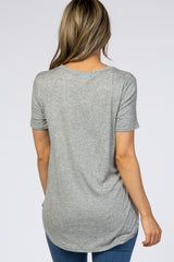 Heather Grey Ribbed Round Hem Top