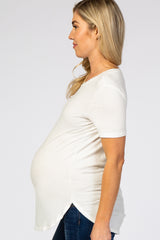 Ivory Ribbed Round Hem Maternity Top