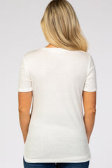 Ivory Ribbed Round Hem Maternity Top