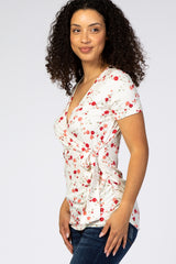 Ivory Floral Wrap Fitted Nursing Top