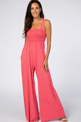 Coral Sleeveless Wide Leg Jumpsuit