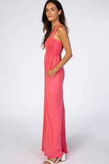 Coral Sleeveless Wide Leg Jumpsuit