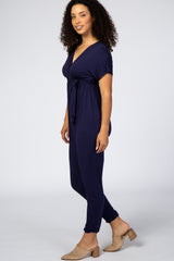 Navy Wrap Tie Jumpsuit