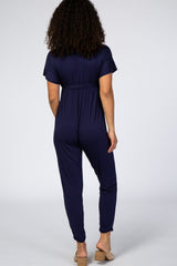 Navy Wrap Tie Jumpsuit